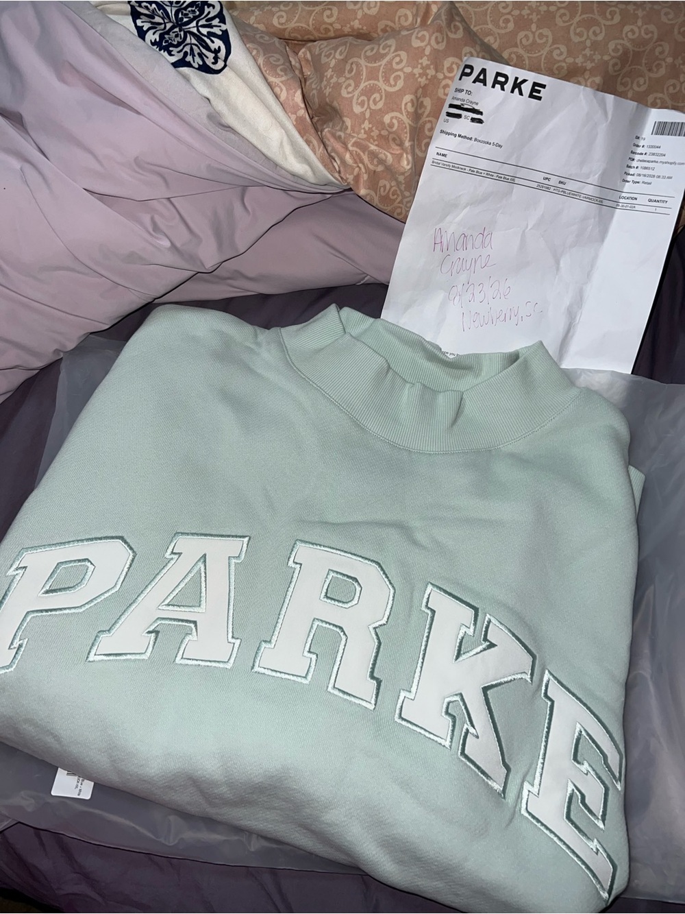 Parke XXL bridal mock neck pale blue
